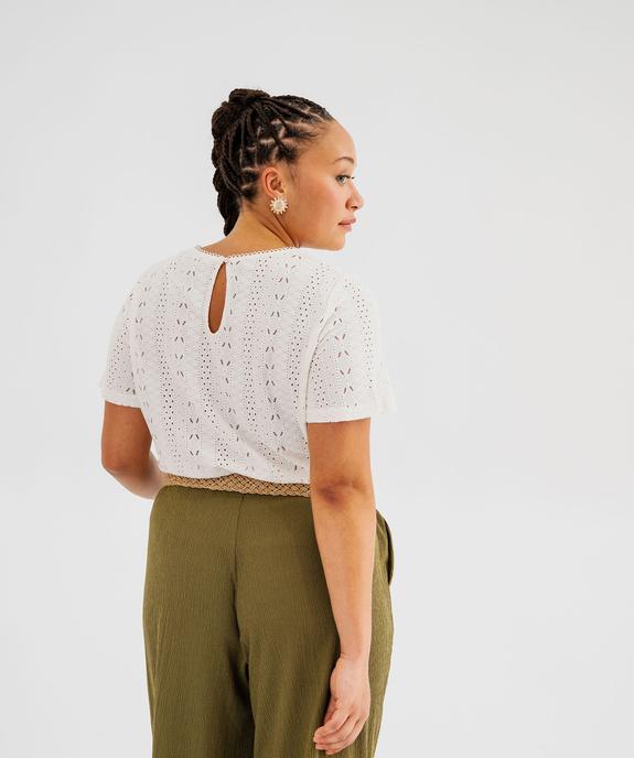 Tee-shirt manches courtes en maille ajourée femme grande taille vue3 - GEMO (G TAILLE) - GEMO