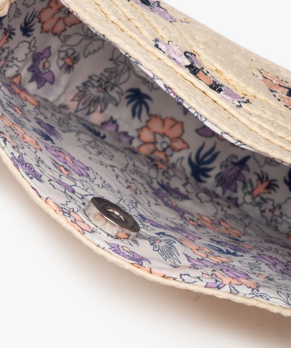 Sac rond en paille de papier avec motifs brodés fille - LuluCastagnette vue3 - LULUCASTAGNETTE - GEMO