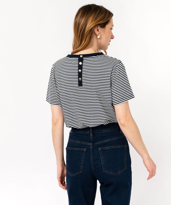 Tee-shirt rayé à manches courtes femme vue3 - GEMO 4G FEMME - GEMO