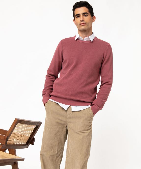 Pull col rond en coton uni homme vue1 - GEMO (HOMME) - GEMO