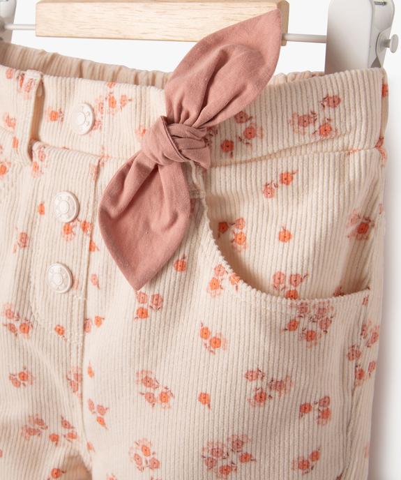 Pantalon en velours côtelé à motifs fleuris bébé fille vue2 - GEMO(BEBE DEBT) - GEMO