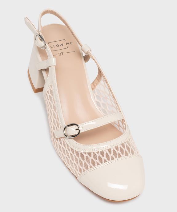 Escarpins slingback en tulle et matière vernie femme - Follow Me vue5 - FOLLOW ME - GEMO