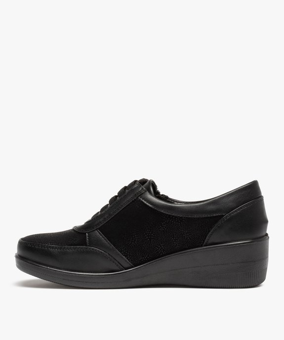 Derbies femme confort à talon compensé fermeture zippée vue3 - GEMO (CONFORT) - GEMO