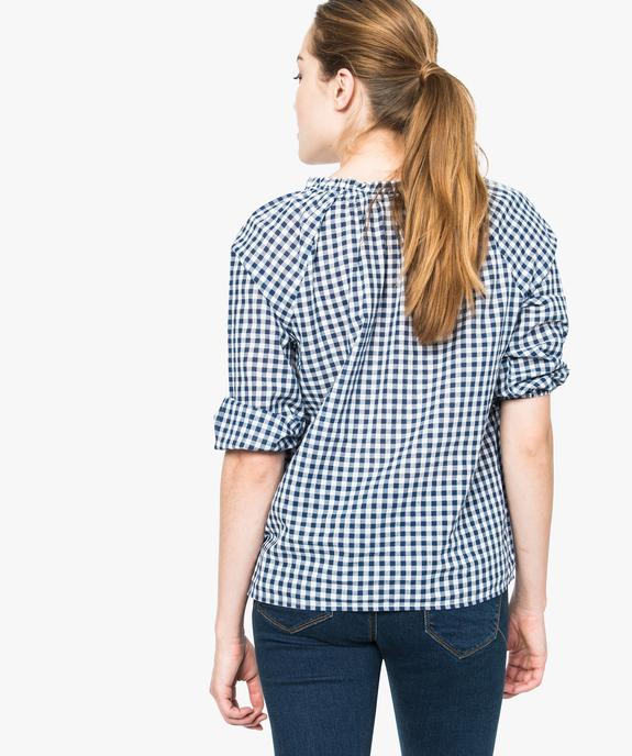 Blouse en coton fin imprimé vichy vue3 - GEMO (CASUAL) - GEMO