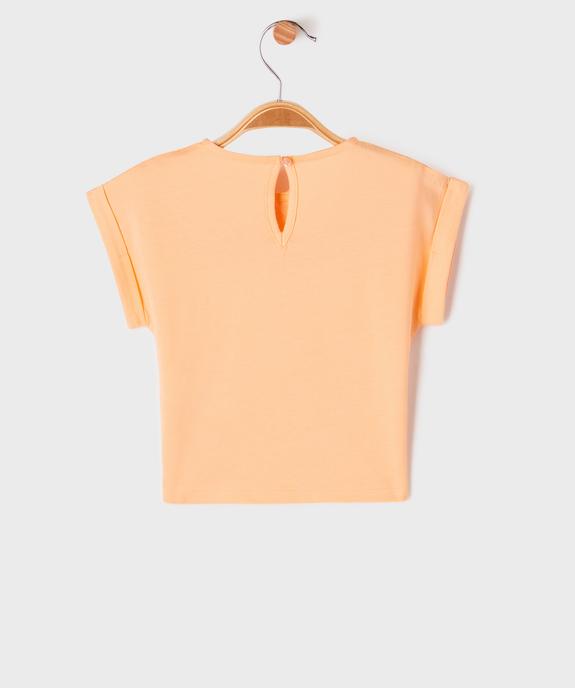 Tee-shirt manches courtes avec haut brodé bébé fille vue3 - GEMO 4G BEBE - GEMO