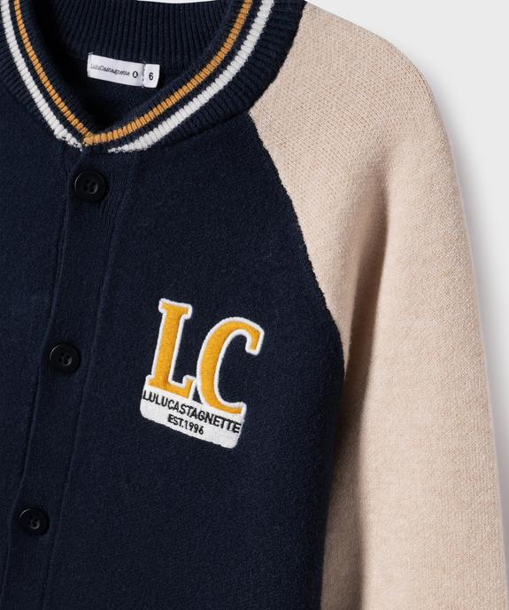 Gilet bicolore avec finitions bord-côte garçon - LuluCastagnette vue3 - LULUCASTAGNETTE - GEMO