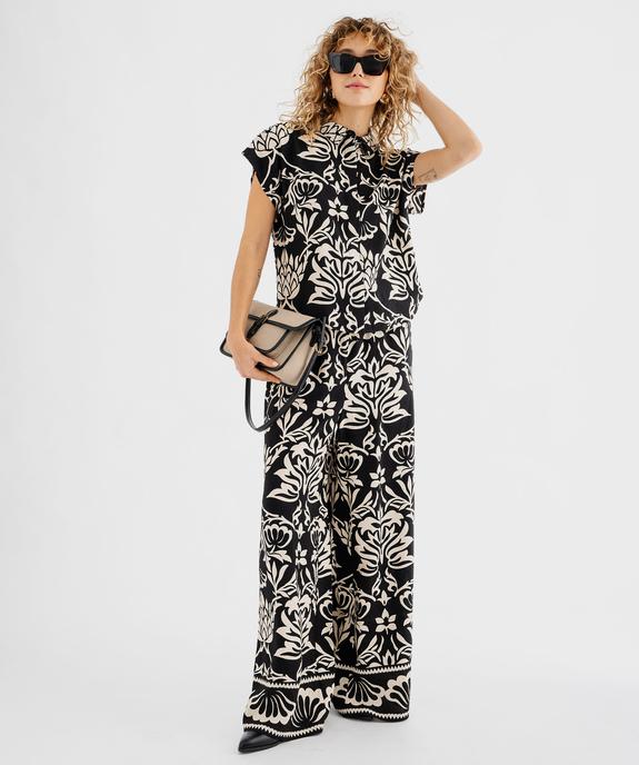Pantalon large et fluide en viscose imprimé à taille élastique femme  vue4 - GEMO 4G FEMME - GEMO