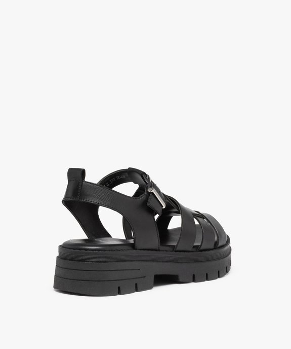 Sandales femme à semelle crantée et brides en cuir vue4 - GEMO (CASUAL) - GEMO