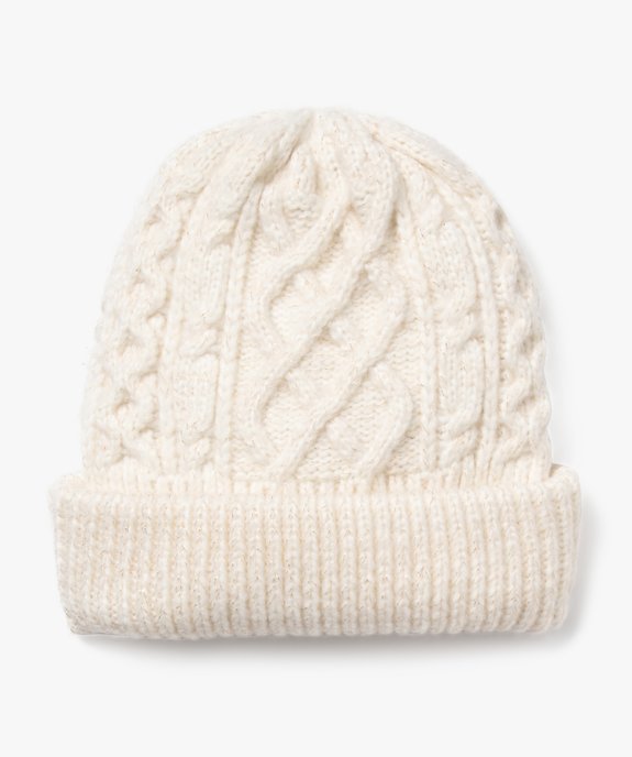 Bonnet torsadé pailleté à revers fille vue1 - GEMO 4G FILLE - GEMO