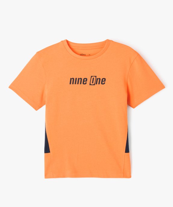 Tee-shirt droit à manches courtes et empiècements garçon vue1 - GEMO (ENFANT) - GEMO