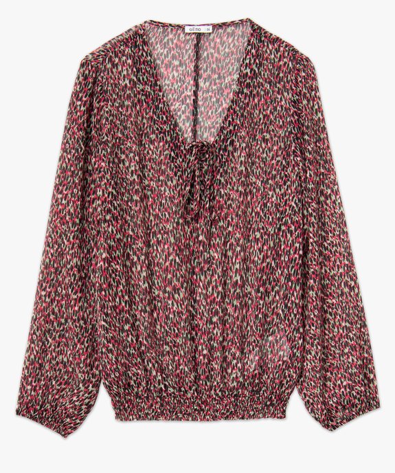 Blouse femme en voile imprimé avec finitions élastiques vue4 - GEMO(FEMME PAP) - GEMO
