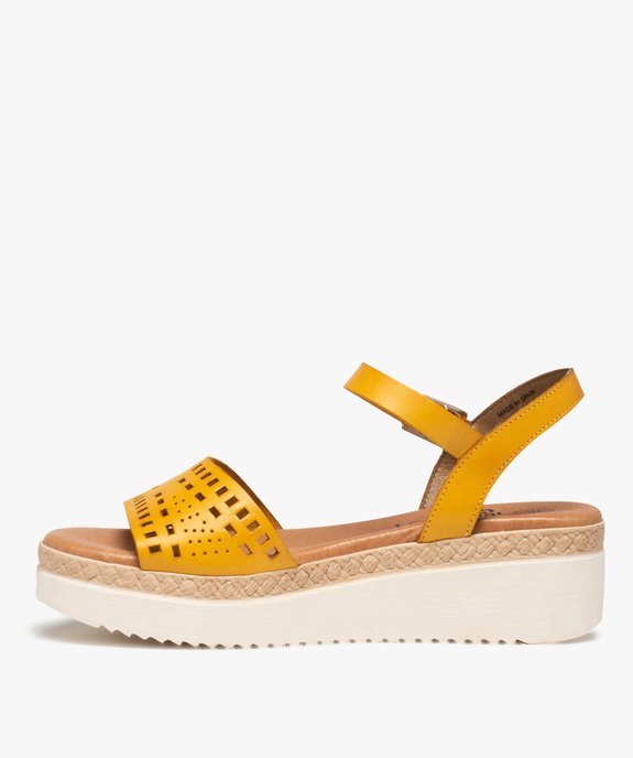 Sandales femme compensées dessus ajouré vue3 - GEMO(URBAIN) - GEMO