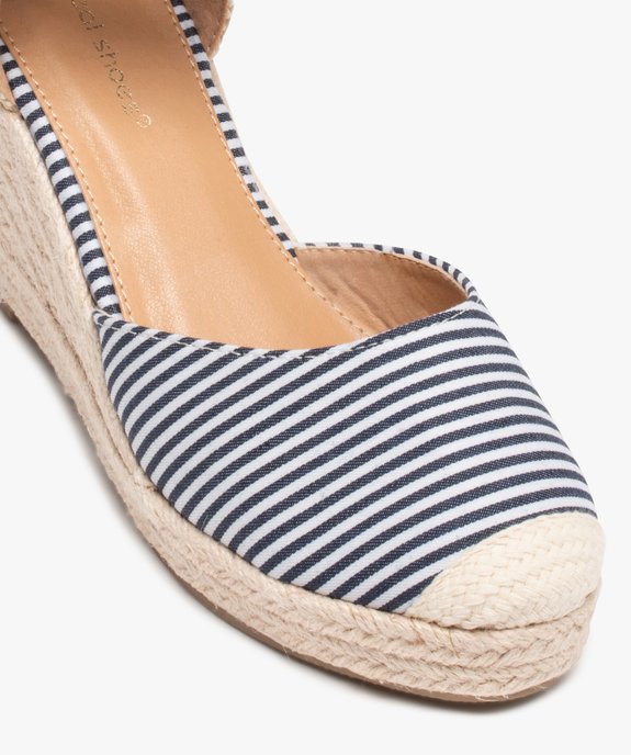 Sandales compensées femme dessus toile à lacets ruban vue6 - SANS MARQUE - GEMO