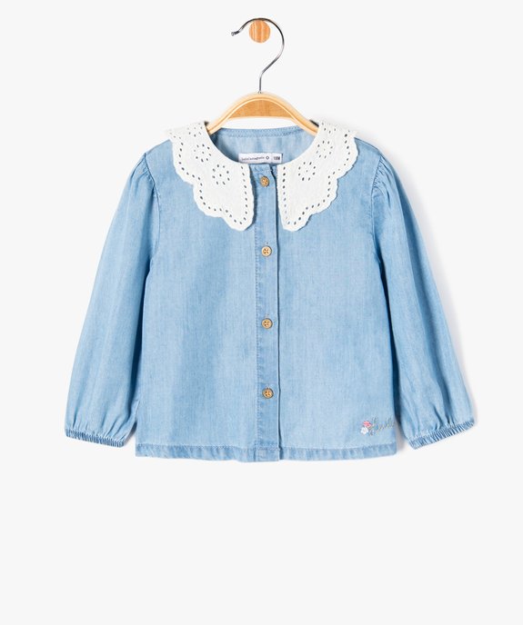 Blouse trapèze à manches longues et col brodé bébé fille - LuluCastagnette vue2 - LULUCASTAGNETTE - GEMO