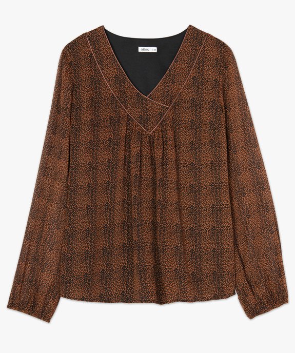 Blouse femme en voile imprimé et fines rayures pailletées vue4 - GEMO(FEMME PAP) - GEMO