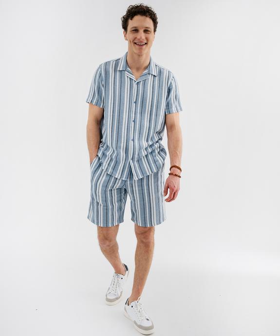 Bermuda rayé en textile de coton tissé homme vue4 - GEMO 4G HOMME - GEMO