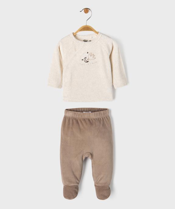 Pyjama 2 pièces en velours ouverture devant bébé garçon vue1 - GEMO 4G BEBE - GEMO