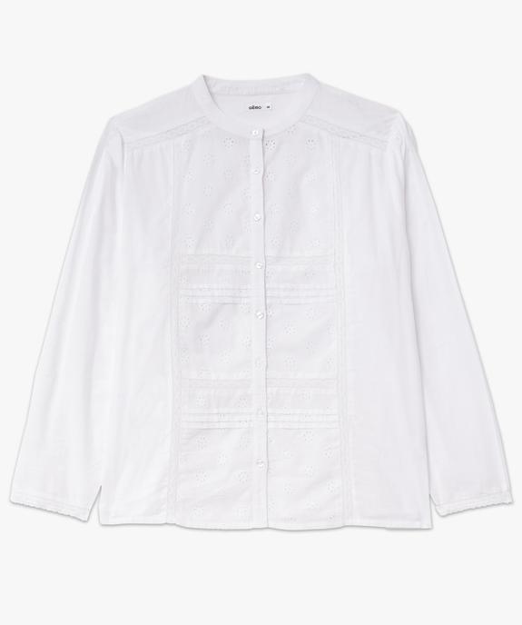 Chemise en coton avec broderie et dentelle femme grande taille vue4 - GEMO (G TAILLE) - GEMO