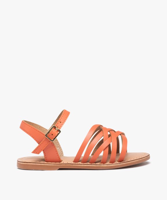 Sandales fille unies à fines brides entrelacées en cuir vue1 - GEMO (ENFANT) - GEMO