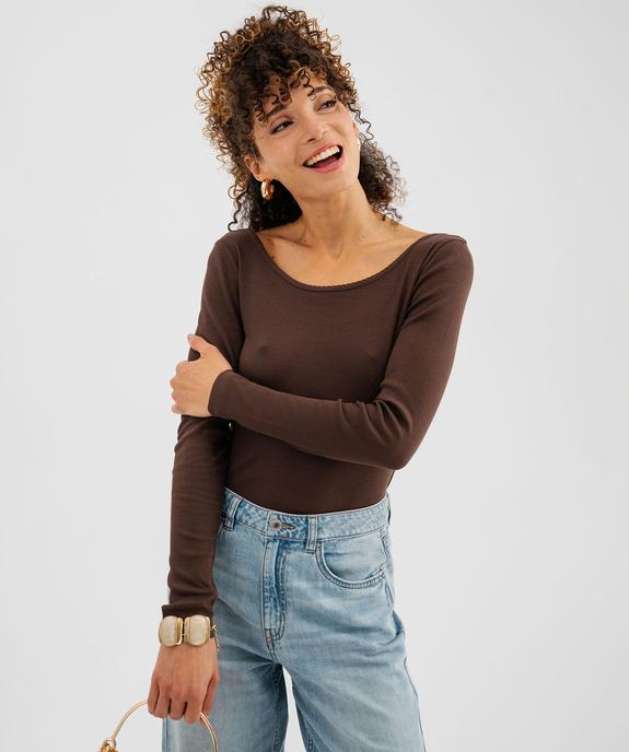 Body à manches longues en maille côtelée femme vue1 - GEMO 4G FEMME - GEMO