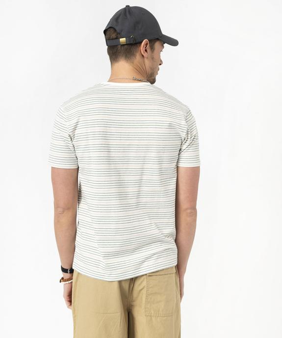 Tee-shirt manches courtes à rayures et col fantaisie homme vue3 - GEMO 4G HOMME - GEMO