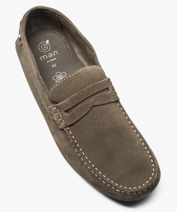 Mocassins homme dessus et intérieur cuir avec surpiqûres vue5 - GEMO (HOMME) - GEMO