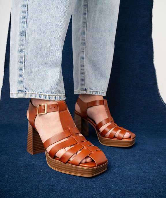 Sandales femme unies à talon haut avec bout fermé vue1 - GEMO(URBAIN) - GEMO