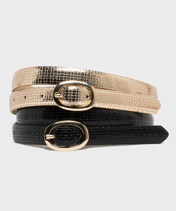 Ceinture fine texturée à boucle ovale dorée femme (lot de 2) vue1 - GEMO (ACCESS) - GEMO