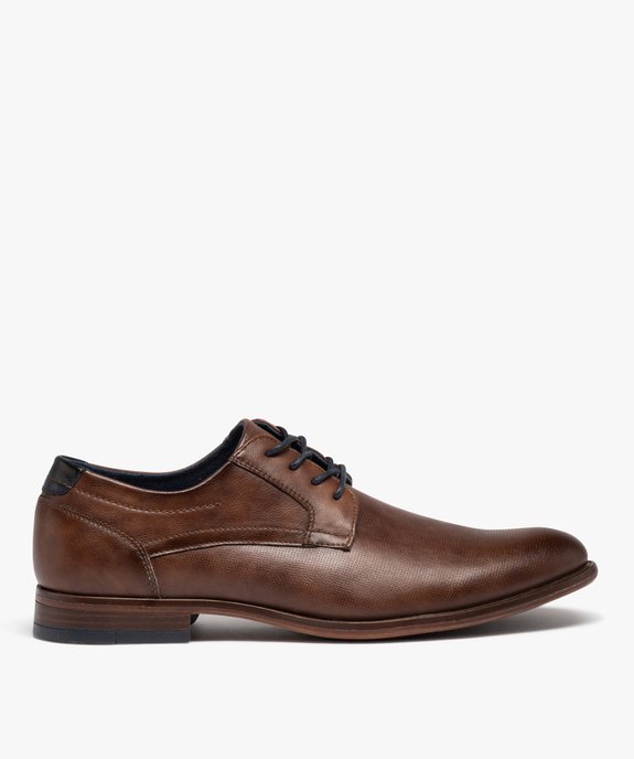 Derbies homme dessus grainé uni à lacets colorés vue1 - GEMO(URBAIN) - GEMO