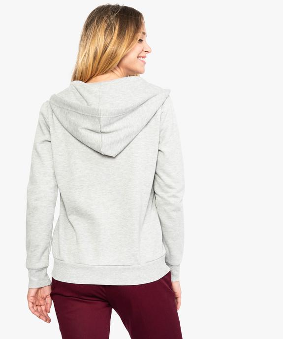 Sweat femme zippé à capuche et motif vue3 - FOLLOW ME - GEMO