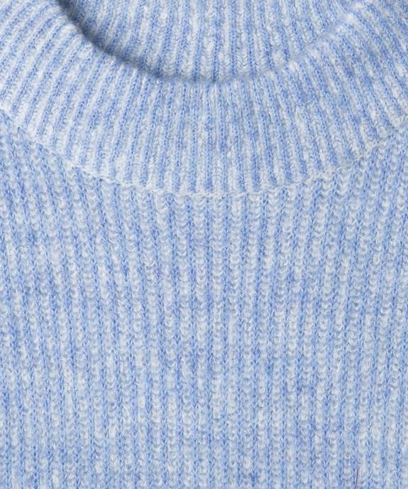 Pull loose en maille côtelée bicolore col cheminée fille vue2 - GEMO (JUNIOR) - GEMO