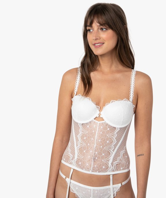 Guêpière en dentelle avec jarretières amovibles vue1 - GEMO(HOMWR FEM) - GEMO