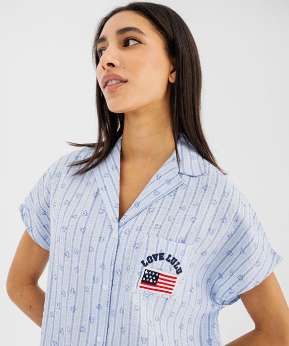 Chemise de nuit liquette à manches courtes femme - LuluCastagnette  vue4 - LULUCASTAGNETTE - GEMO