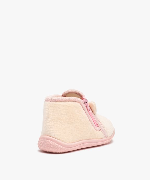 Chaussons bébé fille bottillons zippés avec oreilles en relief vue4 - GEMO 4G BEBE - GEMO