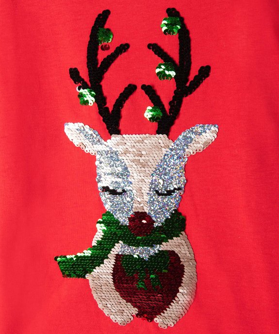 Tee-shirt de Noël fille à manches longues et sequins réversibles vue4 - GEMO (ENFANT) - GEMO
