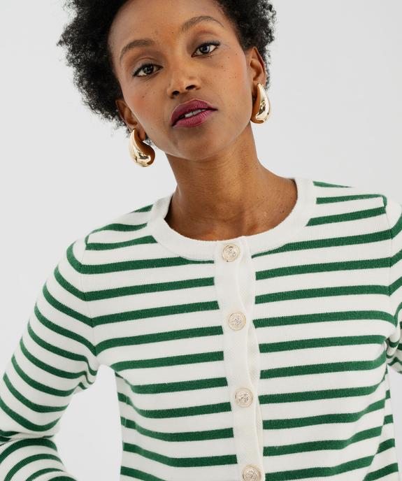 Gilet rayé en maille viscose douce et épaisse femme vue2 - GEMO(FEMME PAP) - GEMO