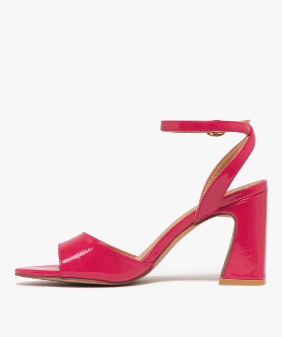 Sandales femme à talon flare vernies et à bride cheville croisée à l'arrière vue3 - GEMO(URBAIN) - GEMO