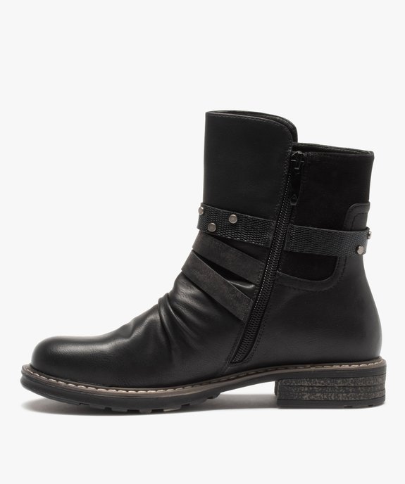 Boots femme plates dessus drapé et brides décoratives vue3 - GEMO (CASUAL) - GEMO