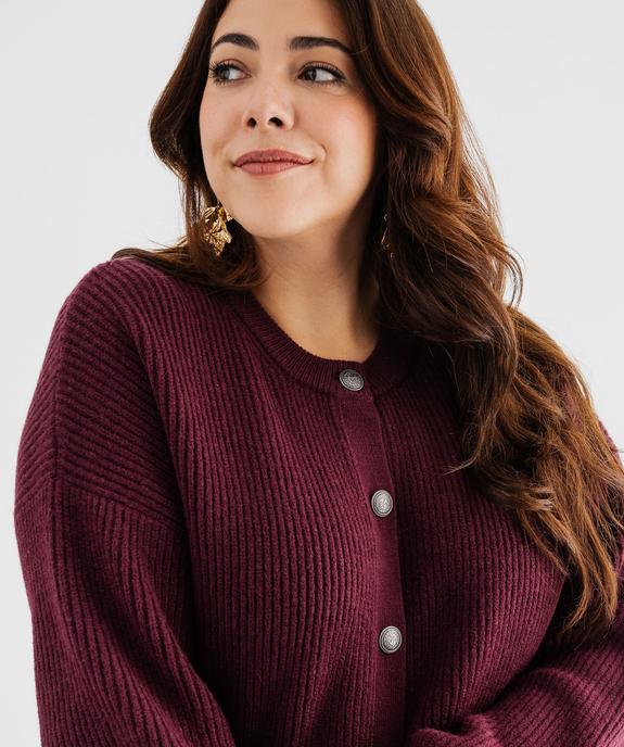 Gilet à col rond en grosse maille femme grande taille vue2 - GEMO (G TAILLE) - GEMO