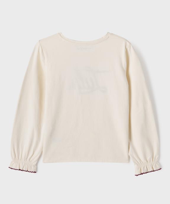 Tee-shirt manches longues blousantes en jersey extensible fille - LuluCastagnette vue3 - LULU CASTAGNETTE G4G D - GEMO