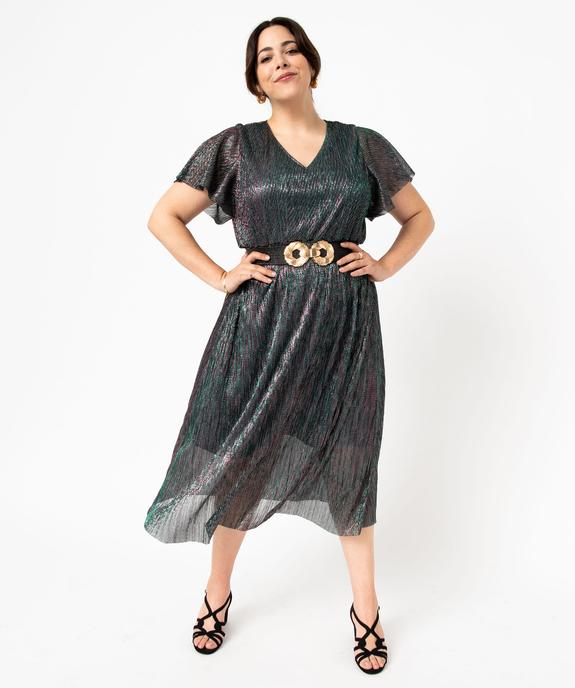 Robe à manches courtes en maille scintillante femme grande taille vue1 - GEMO (G TAILLE) - GEMO