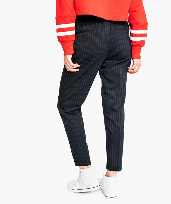 Pantalon à pinces à motif avec revers en bas de jambe vue3 - GEMO(FEMME PAP) - GEMO