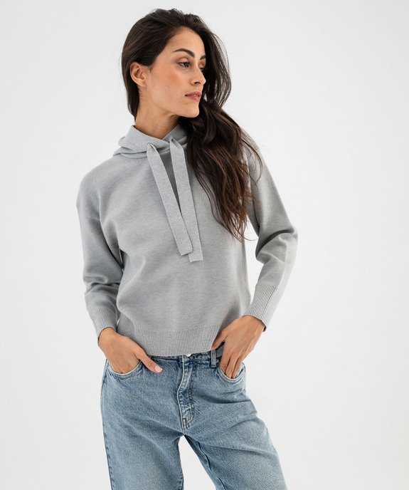 Pull large à capuche avec liens pailletés femme vue2 - GEMO(FEMME PAP) - GEMO