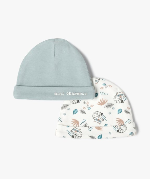 Bonnet de naissance avec revers bébé garçon (lot de 2) vue1 - GEMO(BB COUCHE) - GEMO