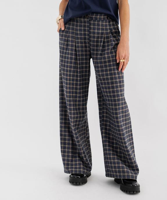 Pantalon large à carreaux femme vue1 - GEMO(FEMME PAP) - GEMO