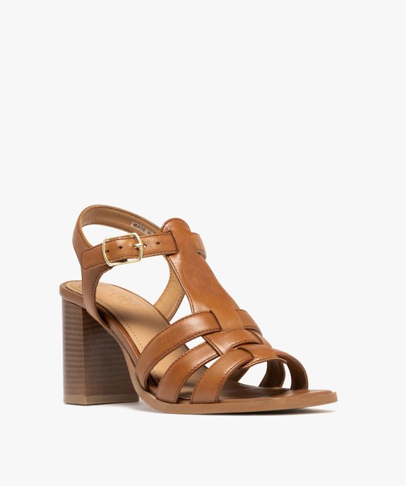 Sandales à brides dessus cuir à talon haut femme - Tanéo vue2 - TANEO - GEMO