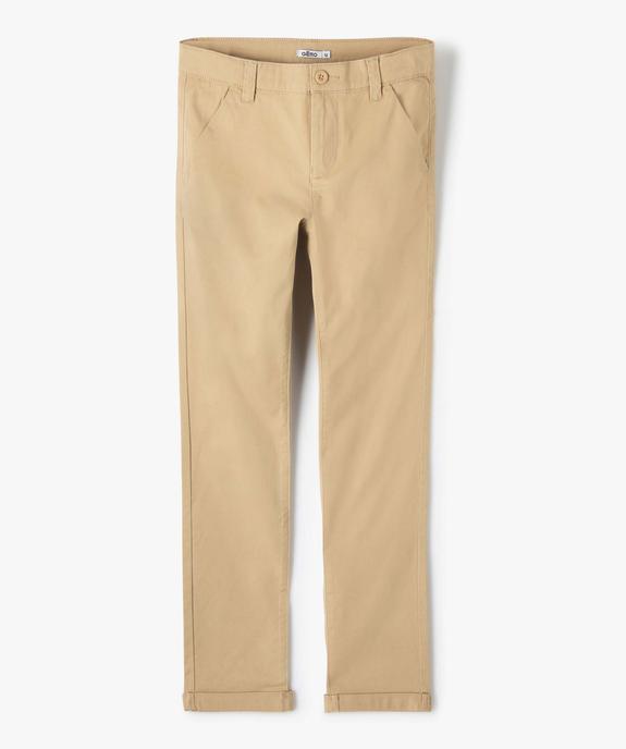 Pantalon garçon chino uni à revers vue2 - GEMO 4G GARCON - GEMO
