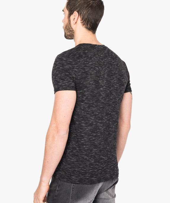 Tee-shirt chiné col V détails contrastants vue3 - GEMO (HOMME) - GEMO