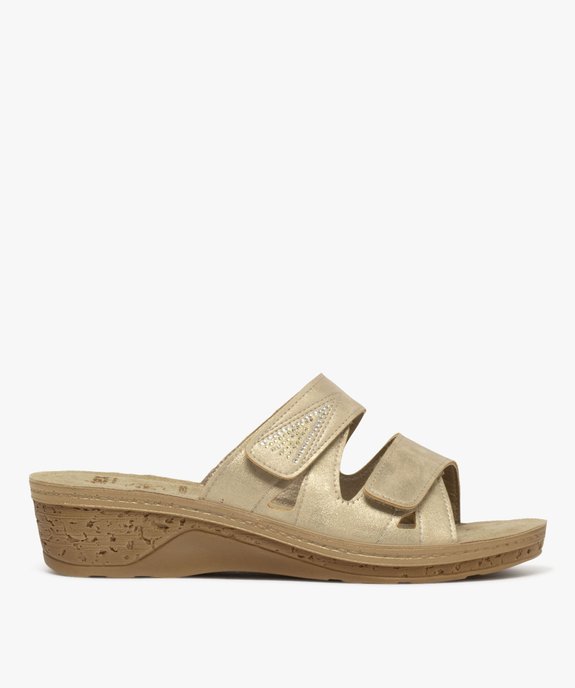 Mules femme confort unies à semelle compensée avec double brides scratch vue7 - G'FLEX - GEMO