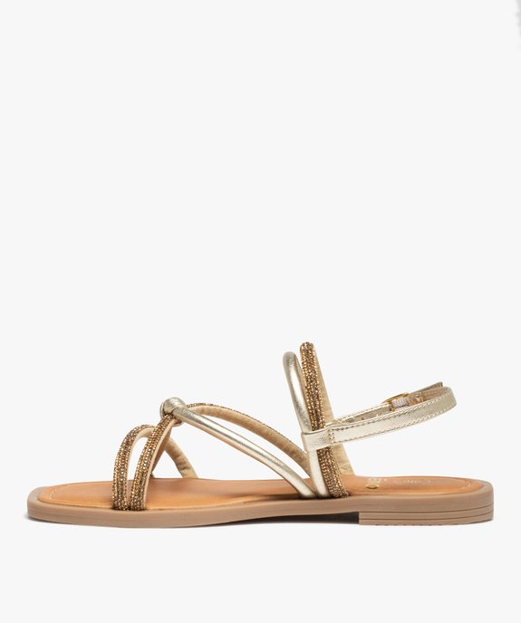 Sandales femme à talon plat dessus strass vue3 - GEMO (CASUAL) - GEMO